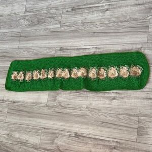 Green Floral with Gold flowers table runner hand made